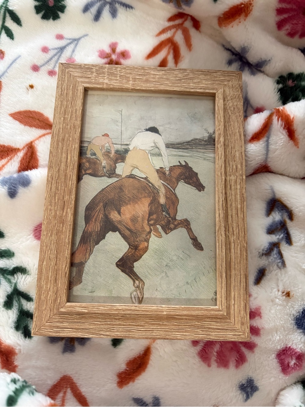 Wooden Frame Horse Racing Print